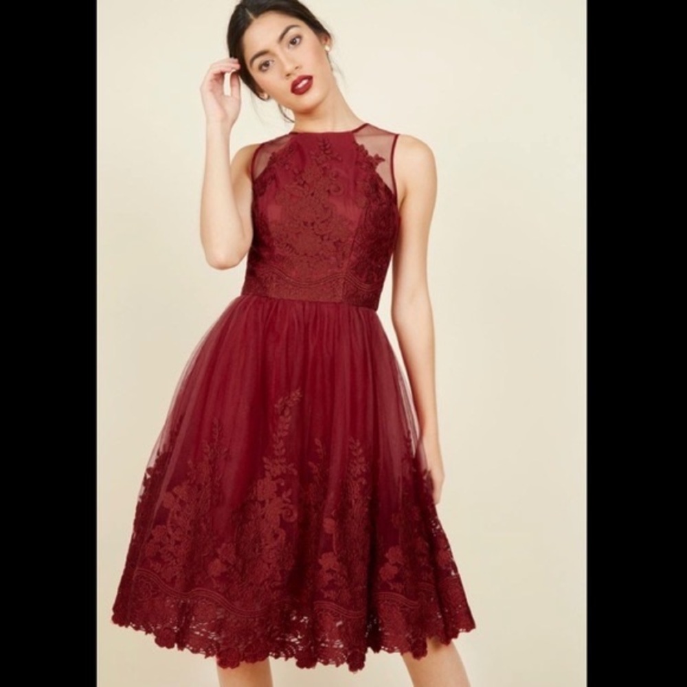 NWT chi chi London ModCloth red lace dress